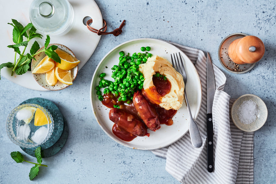 Banger and Mash with Smashed Minted Peas - Regular - OUT OF STOCK