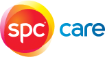 a coloured spc care logo on a blank background.
